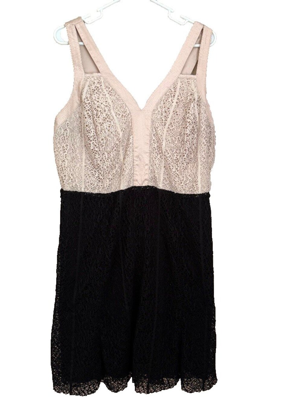 Isabel Toledo x Lane Bryant Tan Black Lace Colorblock Dress 18 Event Party Date